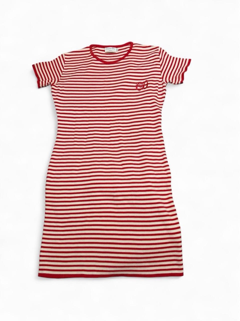 Christian Dior sweater short sleeve mini dress in candy apple red and white